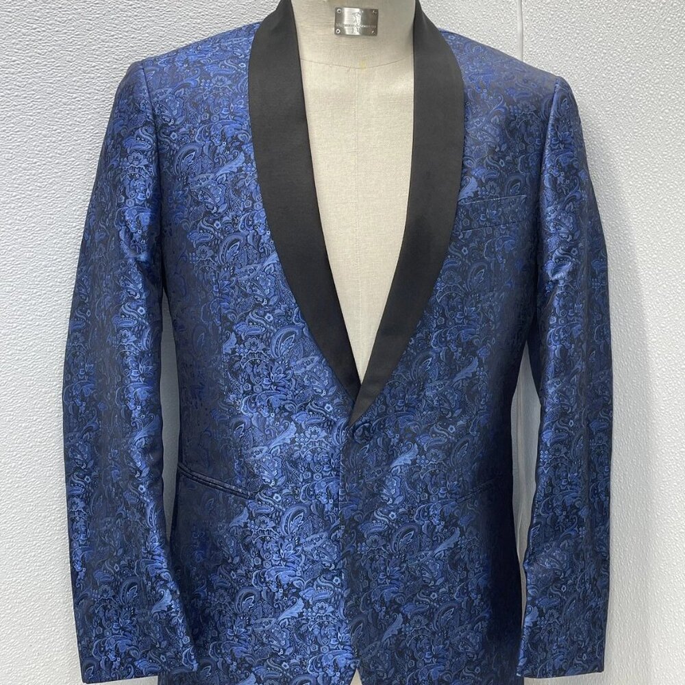 NEW MARK OF DISTINCTION Men's Aries Paisley Tuxedo Coat Blue Size 40R – NWT